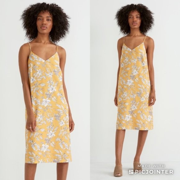Frank and Oak - Mustard floral print midi dress - Picture 1 of 7